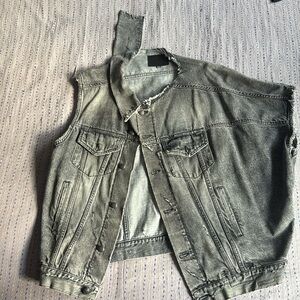 R13 deconstructed trucker vest